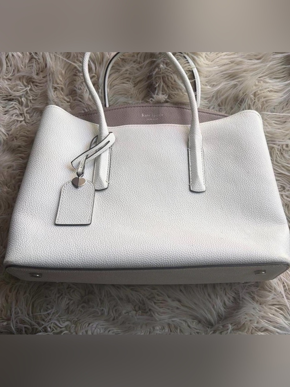 kate spade White Satchel with Blush Trim